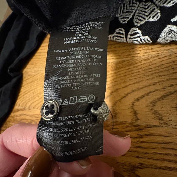 Pilcro Anthropologie Tavi Floral Embroidered Linen Buttondown 3X Plus Boho - Picture 8 of 9